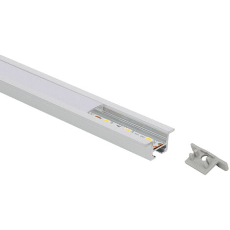 Profilo in Alluminio a Incasso al Soffitto con Clip 1m per Striscia LED fino a 12 mm Coperchio Traslucido 1 m