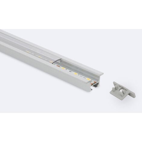 Profilo in Alluminio a Incasso al Soffitto con Clip 1m per Striscia LED fino a 12 mm Coperchio Traslucido 1 m