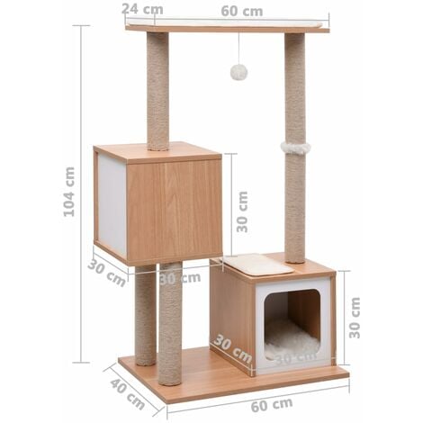 Albero per Gatti con Tappeto Tiragraffi in Sisal 104 cm vidaXL