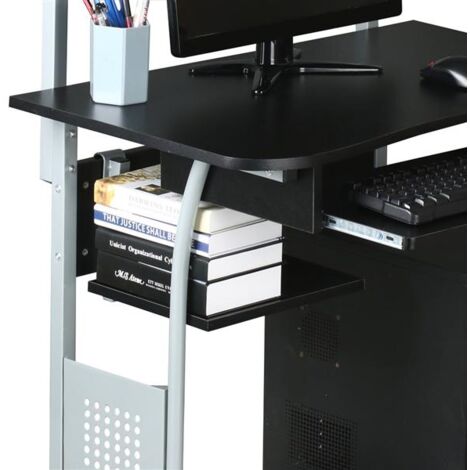 Yaheetech Scrivania Computer PC e Stampante con Ruote Ufficio Mobile Tavolo per Computer e Stampante Tastiera Scorrevole da Studio Nera