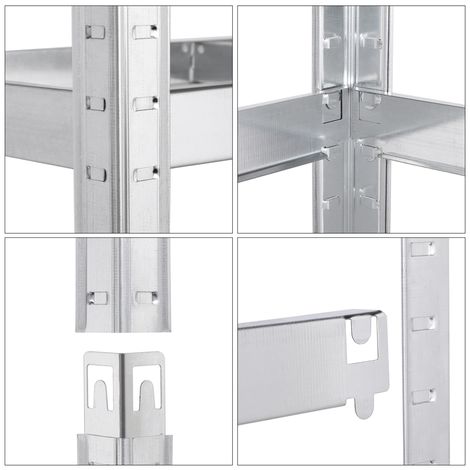 Yaheetech 2 x Scaffali/Scaffalature 180 x 90 x 30 cm Garage Magazzino Cucina in Acciaio Zincato e Legno MDF a 5 Ripiani Regolabili Carico Massimo per Ripiano 175 kg Argento