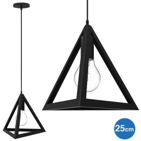 Lampadario Lampada Sospensione Piramide 25cm Design Moderno Paralume Nero