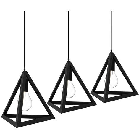 Lampadario Lampada Sospensione Piramide 25cm Design Moderno Paralume Nero