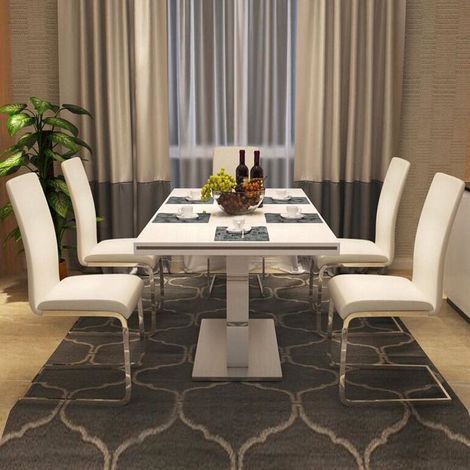 Yaheetech Set 2 Sedie da Pranzo Moderne Cucina Ufficio in Ecopelle e Acciaio Cromato Bianco