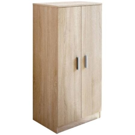 Dmora Armadio multiuso Corona, Mobile ausiliario a 2 ante, Mobile basso portascarpe con 6 ripiani, Scarpiera moderna, cm 55x36h108, Rovere, con imballo rinforzato