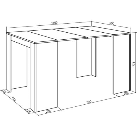 Skraut Home - Consolle allungabile, Tavolo consolle allungabile , 140, Per 6 persone,  Tavolo da pranzo, Stile moderno, Cemento