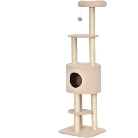 PawHut Albero Tiragraffi Robusto per Gatti con 5 Livelli, Max 30kg