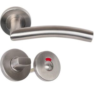 Coppia di Maniglie KLOSE Besser con Rosette, tipo “Elsa” a onda, in acciaio inox 304  +1 Coppia di rosoni con dispositivo di bloccaggio + spia luminosa