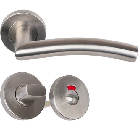 Coppia di Maniglie KLOSE Besser con Rosette, tipo “Elsa” a onda, in acciaio inox 304  +1 Coppia di rosoni con dispositivo di bloccaggio + spia luminosa