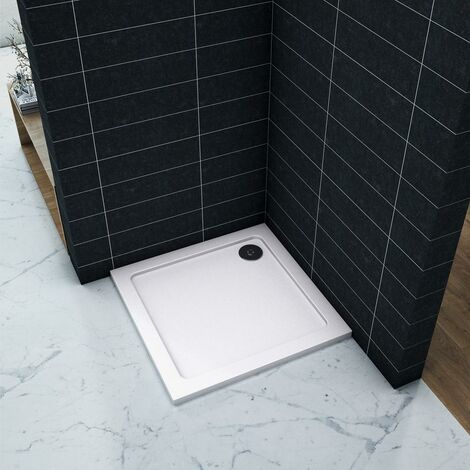 Piatto Doccia Quadrato in pietra artificiale rivestito gel coat Ultra Slim da 3cm Bianco Lucido Antiscivolo Antibatterico 70x70cm
