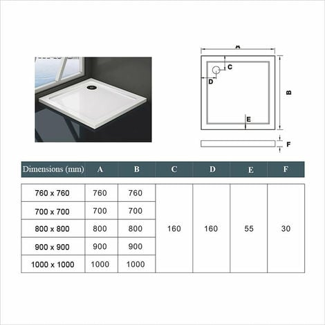 Piatto Doccia Quadrato in pietra artificiale rivestito gel coat Ultra Slim da 3cm Bianco Lucido Antiscivolo Antibatterico 70x70cm
