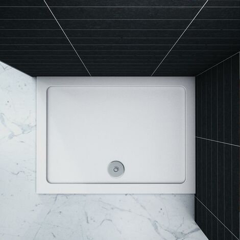 Piatto Doccia Rettangolare in pietra artificiale rivestito gel coat Ultra Slim da 3cm Bianco Lucido Antiscivolo Antibatterico 120x90cm