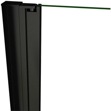 Porta Doccia Battente Per Nicchia Vetro Trasparente 8mm Telai Nero Opaco Doccia a Filo Pavimento 90x200 cm