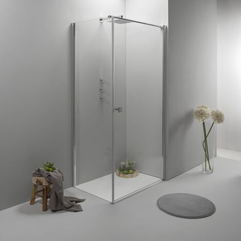 BOX DOCCIA ELITE ANGOLARE 70x90 CM PORTA BATTENTE CON LATO FISSO TRASPARENTE