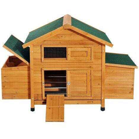 PawHut Pollaio in Legno di Abete Prefabbricato Casetta per 2-4 Galline