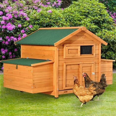 PawHut Pollaio in Legno di Abete Prefabbricato Casetta per 2-4 Galline