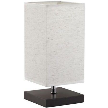 Lampada da Tavolo Lume da Comodino in Legno e Tessuto Grigio Abatjour 32 x 14 cm