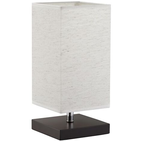 Lampada da Tavolo Lume da Comodino in Legno e Tessuto Grigio Abatjour 32 x 14 cm