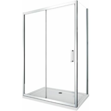Box doccia angolare parete fissa e porta scorrevole reversibile vetro 6 mm 77,5-80 ANTA FISSA + PORTA 115-120