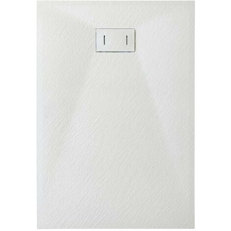 Piatto Doccia In SMC Vetroresina Effetto Pietra H 2,6 Cm Con Piletta Di Scarico Inclusa 70-100 Bianco