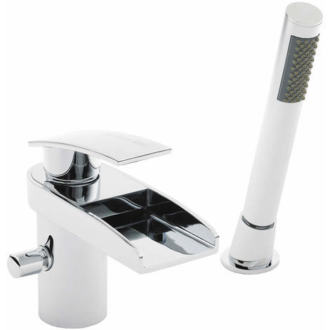 Batteria Bordo Vasca e Lavabo a 2 Fori con Miscelatore a Cascata e Doccetta  - Rhyme