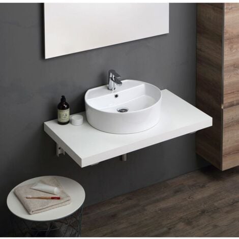 Mensola Di Appoggio Per Lavabo Bianco Spazzolato 60 Cm  Valentina