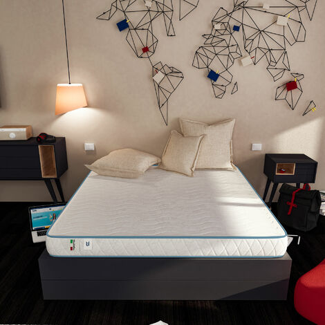 Baldiflex Materasso H 12 Cm Ortopedico Medio Rigido 100% Made in Italy Basic Bordato, Matrimoniale con Rivestimento Anallergico, misura 170x190 cm