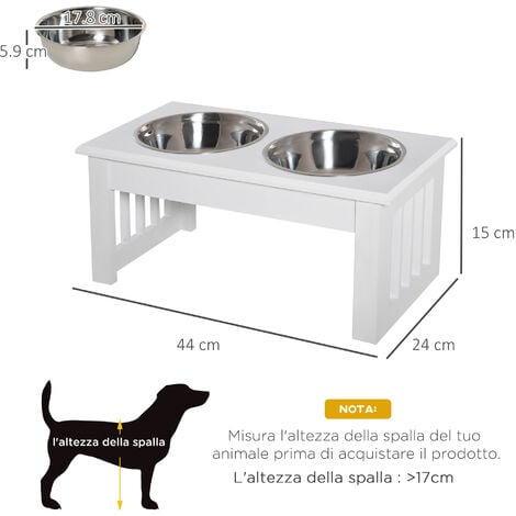 Pawhut Ciotola Rialzata per Cani in Acciaio Inossidabile con 2 Piatti