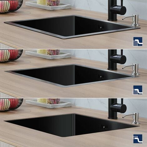 50x43cm Lavello de Cucina Nano Nero/grigio scuro 1 Vasca in Acciaio Inox  Auralum Lavello Incasso Vesca Singola