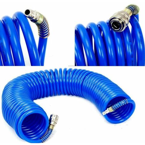 TUBO ARIA COMPRESSA SPIRALE 12X8MM 15 METRI FLESSIBILE PER COMPRESSORE  RACCORDO