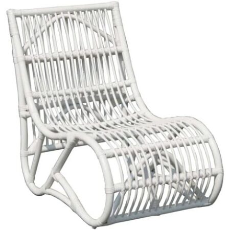 Poltrona Bassa in Rattan Naturale Chillvert Parma 61x94x85 cm Bianca Senza Braccioli