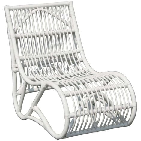Poltrona Bassa in Rattan Naturale Chillvert Parma 61x94x85 cm Bianca Senza Braccioli