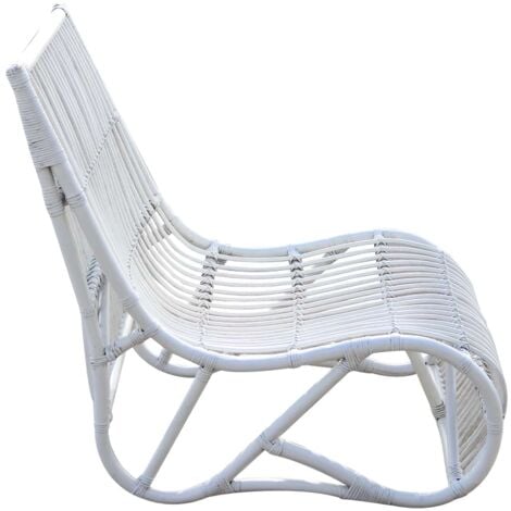 Poltrona Bassa in Rattan Naturale Chillvert Parma 61x94x85 cm Bianca Senza Braccioli