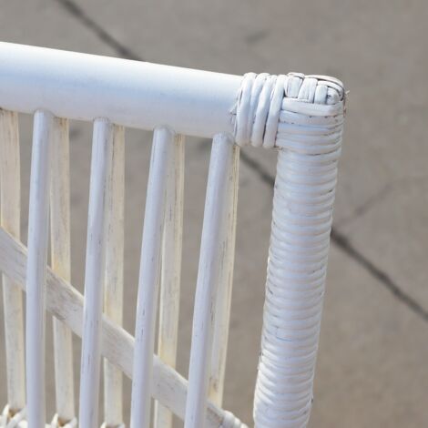 Poltrona Bassa in Rattan Naturale Chillvert Parma 61x94x85 cm Bianca Senza Braccioli