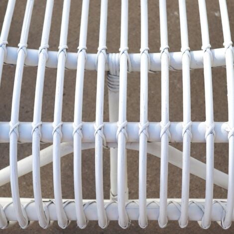 Poltrona Bassa in Rattan Naturale Chillvert Parma 61x94x85 cm Bianca Senza Braccioli