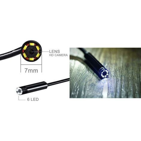TELECAMERA ENDOSCOPICA 6 LED TUBO FLESSIBILE USB 10 MT IMPERMEABILE ISPEZIONE