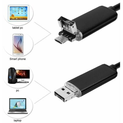 TELECAMERA ENDOSCOPICA 6 LED TUBO FLESSIBILE USB 10 MT IMPERMEABILE ISPEZIONE