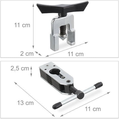 Relaxdays Cartellatrice Universale, per Tubi dal D: 4,7 - 16 mm (3/16"-5/8"), Tubature in Rame & Alluminio, Nero/Argento