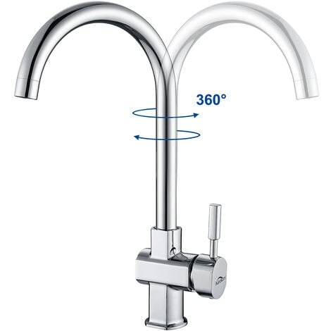 Auralum Rubinetto Cucina Classico Girevole a 360 con gorgogliatore removibile Rubinetto In Ottone Miscelatore Monocomando Per Lavandino Rubinetti Acqua Calda e Fredda