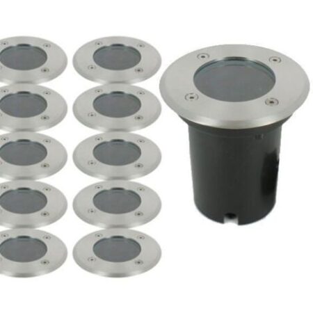 Set 10 faretti da incasso a pavimento CANYON INOX 304 GU10 IP67