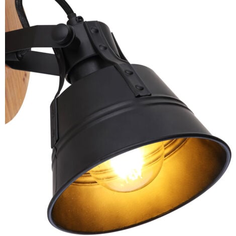 Applique Lampada da parete Lampada da corridoio Metallo Legno nero marrone Spot regolabile H 18 cm