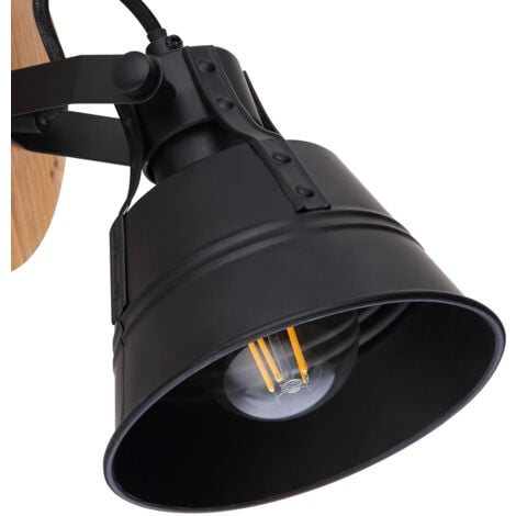 Applique Lampada da parete Lampada da corridoio Metallo Legno nero marrone Spot regolabile H 18 cm