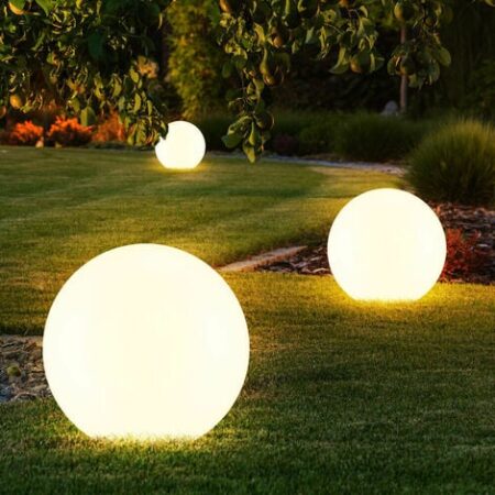 Set di 3 luci solari da giardino a LED per esterni, lampade a globo, prato, prato
