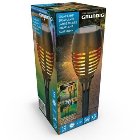 2 Lampade Giardino Effetto Fuoco 48cm Ricarica Solare Fiaccola Torcia Luce LED