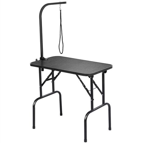 Yaheetech Tavolo da Toelettatura Cani Tosatura per Cani Gatti Animali Pieghevole con Laccio Portata 100 kg Nero