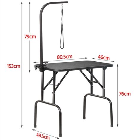Yaheetech Tavolo da Toelettatura Cani Tosatura per Cani Gatti Animali Pieghevole con Laccio Portata 100 kg Nero