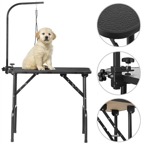 Yaheetech Tavolo da Toelettatura Cani Tosatura per Cani Gatti Animali Pieghevole con Laccio Portata 100 kg Nero