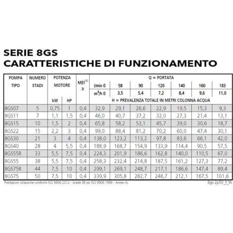 Lowara Pompa sommersa per pozzo artesiano 8GS11T Trifase 1,1 Kw a alta portata di acqua elettropompa di qualità