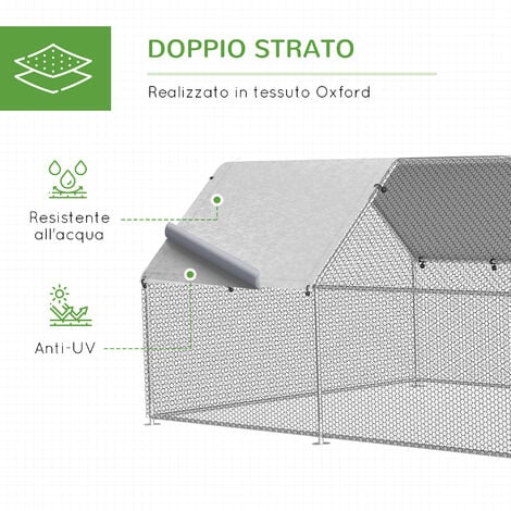 Pawhut Recinto Gabbia per Galline in Metallo Galvanizzato Impermeabile