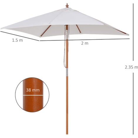 Outsunny Ombrellone da Giardino Inclinabile 2x1.5m, Beige